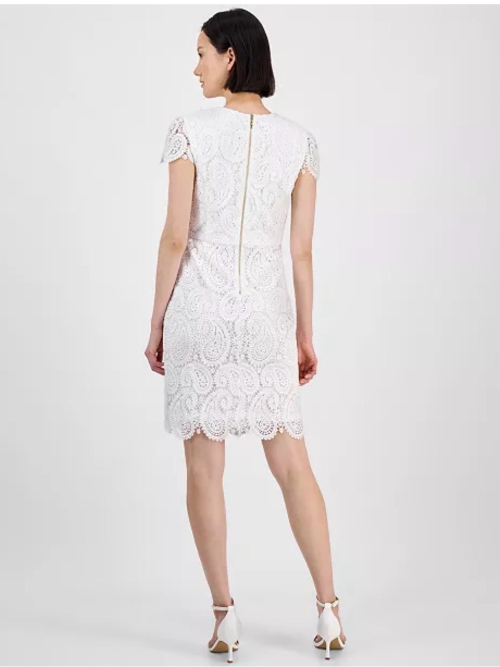 Women's Short-Sleeve Lace-Detail Sheath Dress - Picture 3 of 3